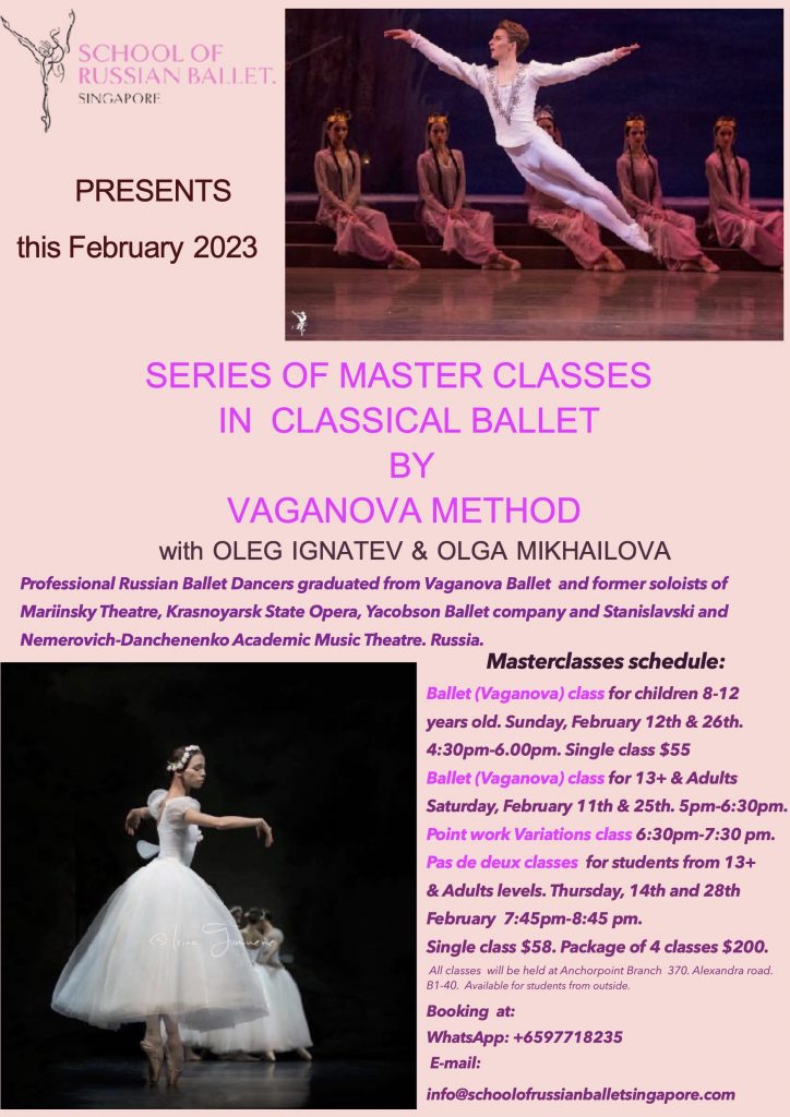 Vaganova ballet method in Singapore. contact us to book the place.